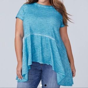 NWT Blue Sharkbite Peplum Top
